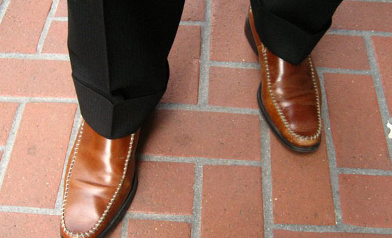 black pants tan shoes women