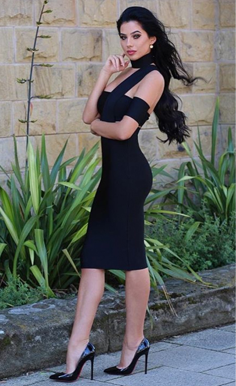 Sexy Brunette Classy Black Dress Urbasm 