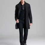 John Varvatos Topcoat with Leather Trim