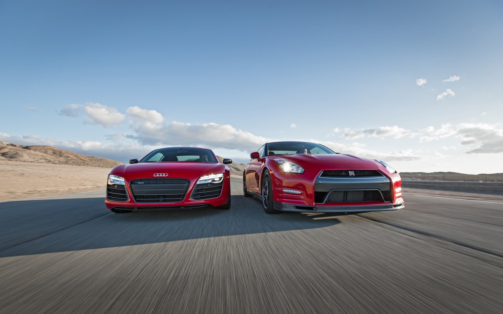 2014 Nissan GT-R Track Pack vs 2014 Audi R8 V-10 Plus