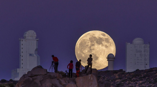 A view of the Supermoon in the Canary Islands, August 10