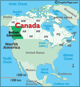 British Columbia Canada map