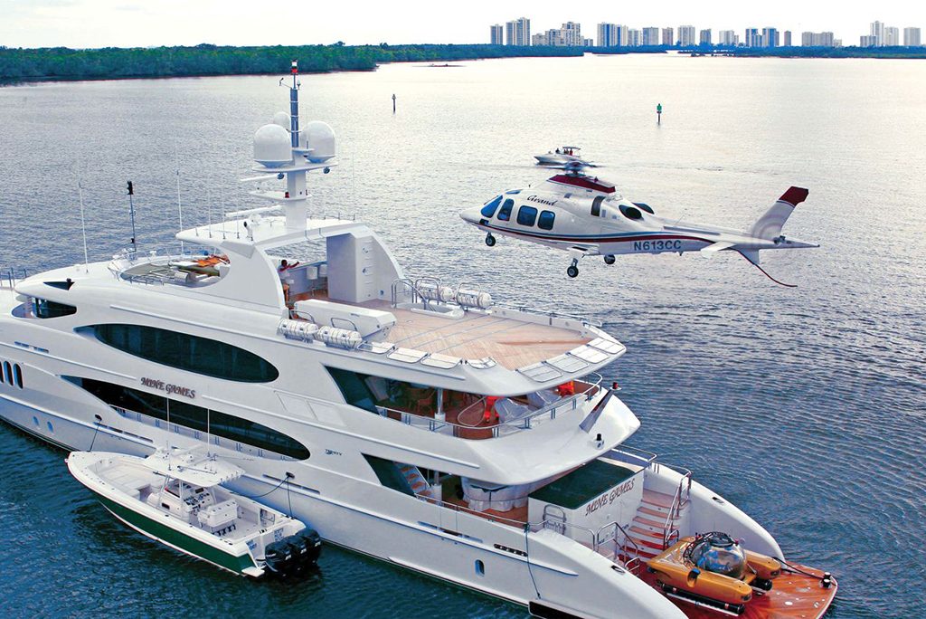 yacht with helicopter